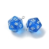 Transparent Resin Polyhedral Dice Pendants FIND-TAC0005-21H-1