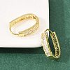 Square with Oval Brass Micro Pave Clear Cubic Zirconia Hoop Earrings EJEW-D348-08G-5
