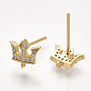 Brass Cubic Zirconia Stud Earring Findings KK-S350-384-2