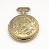 Vintage Flat Round Carved Dragon Alloy Quartz Watch Heads Pendants for Pocket Watch Necklace Making LS-WACH-M109-21-1