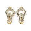 Brass Clear Cubic Zirconia Fold Over Clasps KK-Z078-09G-1