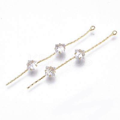 Brass Micro Cubic Zirconia Chain Tassel Big Pendants X-KK-N231-32-NF-1