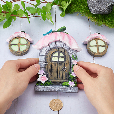 Resin Fairy Gnome Window and Door Sculpture AJEW-WH0415-95-1