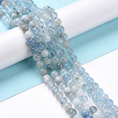 Natural Aquamarine Beads Strands G-R446-6mm-39-1