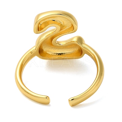 Initials Brass Open Cuff Ring for Women RJEW-N046-02S-G-1