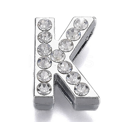 Alloy Letter Slide Charms RB-F034-01K-P-RS-1