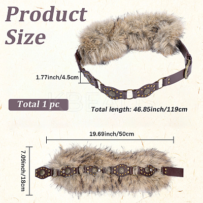 Faux Fur PU Leather Chain Belts AJEW-WH20072-55B-01-1