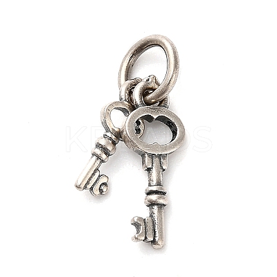S925 Sterling Silver Double Keys Charms STER-K183-02B-AS-1