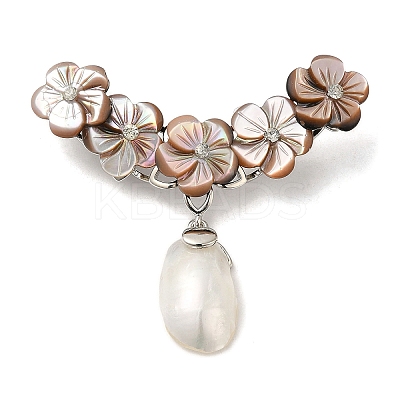 Peach Blossom Flower Natural White Shell Brooches for Women JEWB-E031-02P-1
