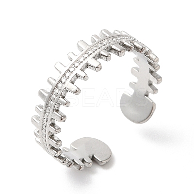 Non-Tarnish 304 Stainless Steel Zipper Shape Open Cuff Ring for Women RJEW-K245-36P-1
