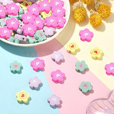 150Pcs 5 Colors Spray Painted Wood Beads WOOD-CJ0001-81-1