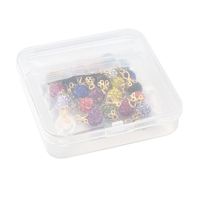24Pcs 12 Colors Polymer Clay Rhinestone Beaded Pendants PALLOY-PH01793-1