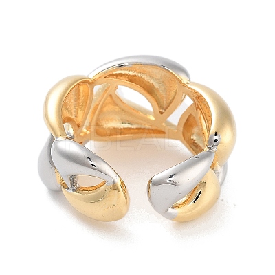 Brass Teardrop Open Cuff Ring for Women RJEW-C102-06GP-1