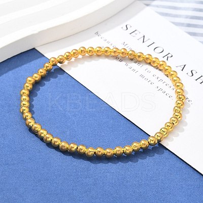 Brass Beaded Stretch Bracelets for Men Women BJEW-G736-04G-1