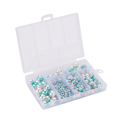 497Pcs 5 Style Rainbow ABS Plastic Imitation Pearl Beads OACR-YW0001-09B-1