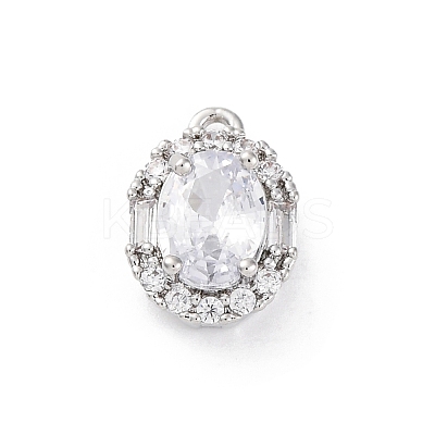 Brass Micro Pave Clear Cubic Zirconia Pendants KK-Z084-09P-01-1