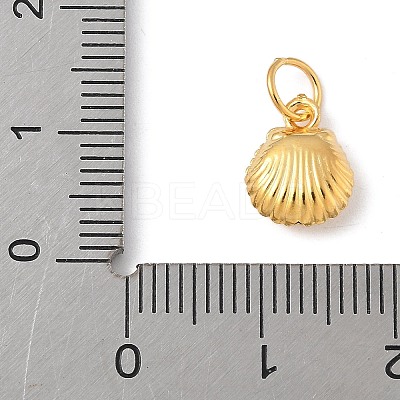 Fine Silver Sterling Silver Hollow Shell Shaped Charms with Jump Rings STER-R013-02G-1