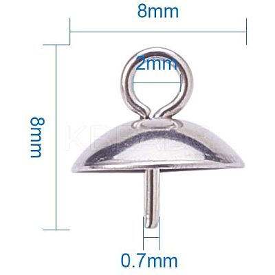 304 Stainless Steel Cup Pearl Peg Bails Pin Pendants STAS-PH0010-32P-1