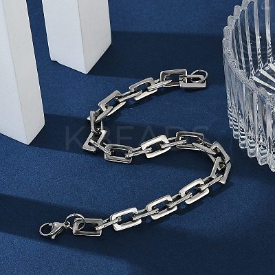 Tarnish Resistant Rectangle 201 Stainless Steel Chain Bracelets BJEW-N240-06P-1