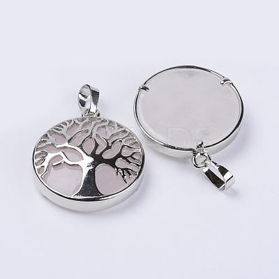 Natural Rose Quartz Pendants G-P350-D13-1