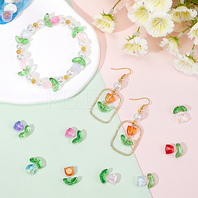 200Pcs 2 Styles Spray Painted Transparent Glass Beads GLAA-SP0001-08-1