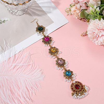 Retro Flower Alloy & Glass & ABS Plastic Hair Accessories EJEW-WH20018-02B-1