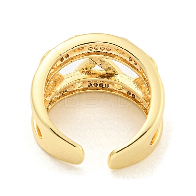 Letter X Clear Cubic Zirconia Open Cuff Ring RJEW-L121-018G-1