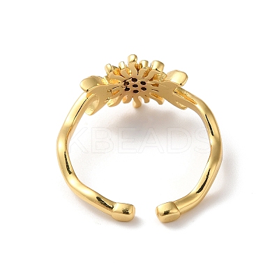 Sun & Moon Brass Micro Pave Cubic Zirconia Cuff Rings RJEW-P088-03G-1