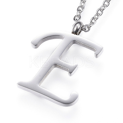 Non-Tarnish 304 Stainless Steel Initial Pendant Necklaces LS-NJEW-P151-E-P-1