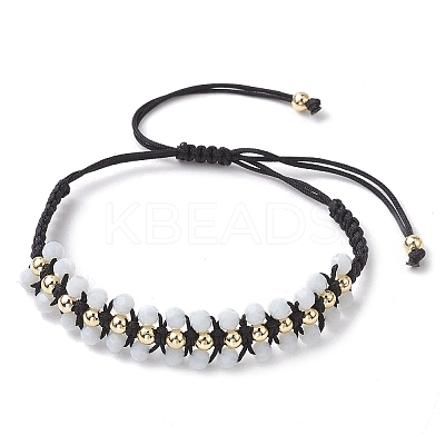 Adjustable Faceted Glass Nylon Cord Braided Bead Bracelets for Women Men BJEW-JB10369-1