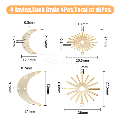 16Pcs 4 Styles Brass Chandelier Components Links KK-FH0006-57-1
