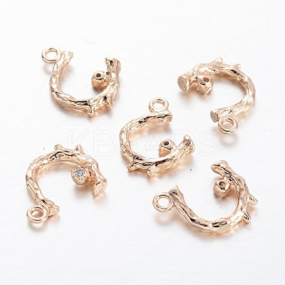 Branch Light Gold Plating Brass Glass Rhinestone Charms KK-M191-08-1