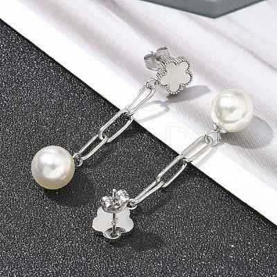 304 Stainless Steel Flower Dangle Stud Earrings EJEW-C096-54P-1