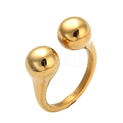 Ion Plating(IP) 304 Stainless Steel Cuff Rings for Women RJEW-E078-05G-1
