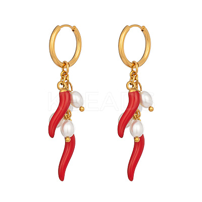 Hot Pepper 304 Stainless Steel Hoop Earrings CA2764-1