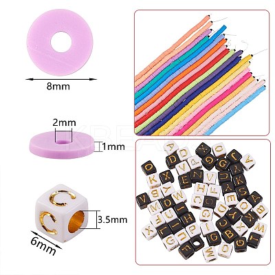 20 Strands 20 Colors Flat Round Handmade Polymer Clay Beads CLAY-SZ0001-72-1