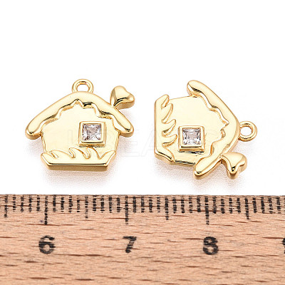 Brass Pave Clear Cubic Zirconia Pendants KK-T077-48G-1
