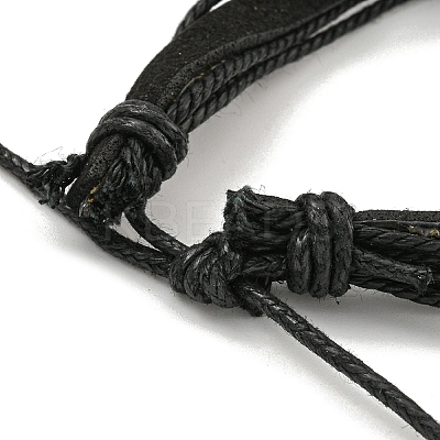 Braided PU Leather & Waxed Cords Multi-strand Bracelets BJEW-P329-09A-G-1