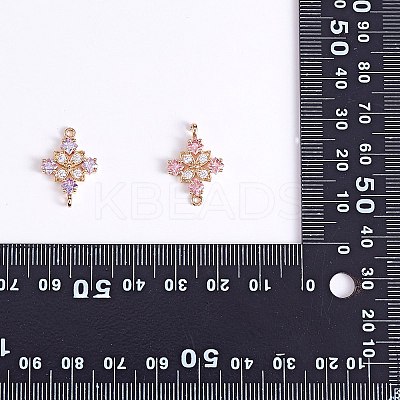 Copper plated gold+zircon square four petal flower connector DIY accessories JX598A-1