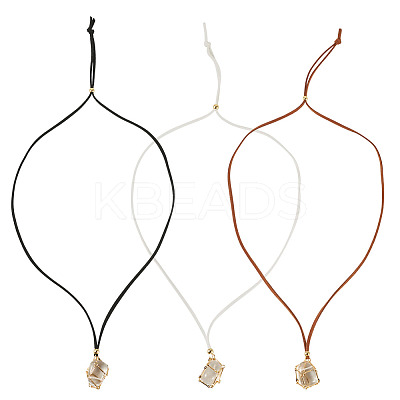 3Pcs Faux Suede Macrame Pouch Pendant Necklaces NJEW-TAC0052-02-1