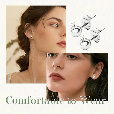 100Pcs 3 Styles Original Color 304 Stainless Steel Ball Post Stud Earring Findings STAS-YW0003-06-1