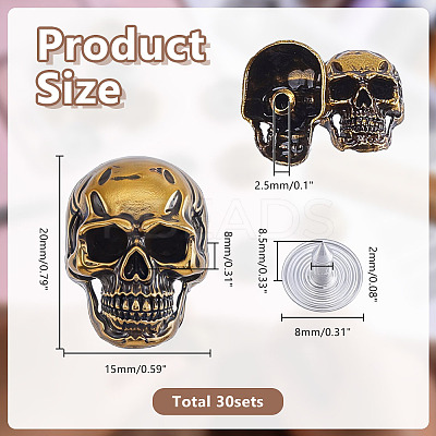 30 Sets Skull Alloy Rivets FIND-AR0006-96-1