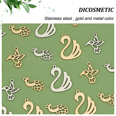 24Pcs 6 Style 201 Stainless Steel Charms STAS-DC0008-61-1