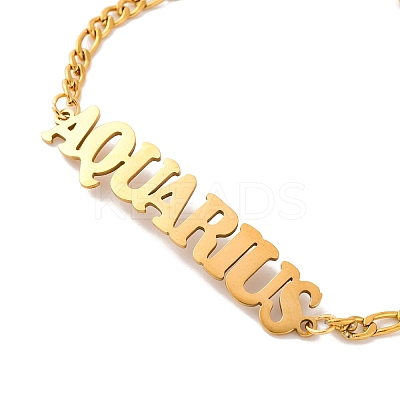 Constellation 202 Stainless Steel Figaro Chain Link Bracelets for Women Men AJEW-U006-01H-1
