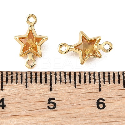 SHEGRACE Brass Pave Cubic Zirconia Star Connector Charms XGRQ2O165-441C-G-1