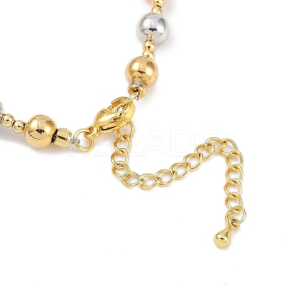 Rack Plating Brass Micro Pave Cubic Zirconia Beaded Bracelets BJEW-P341-02G-1