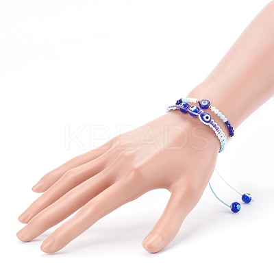 Adjustable Polyester Cord Braided Bead Bracelets & Stretch Bracelets Set BJEW-JB05980-1