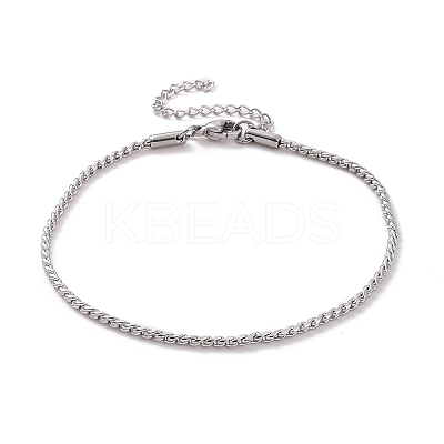 Tarnish Resistant 304 Stainless Steel Serpentine Chain Anklets AJEW-G024-04P-1