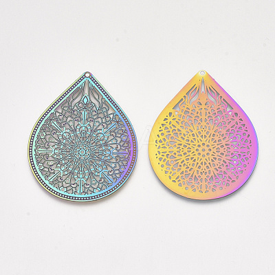 Ion Plating(IP) 304 Stainless Steel Filigree Big Pendants STAS-S108-32-1