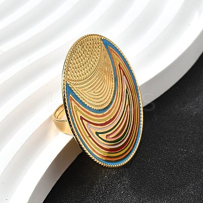 304 Stainless Steel Enamel Finger Rings for Women RJEW-M102-02G-1